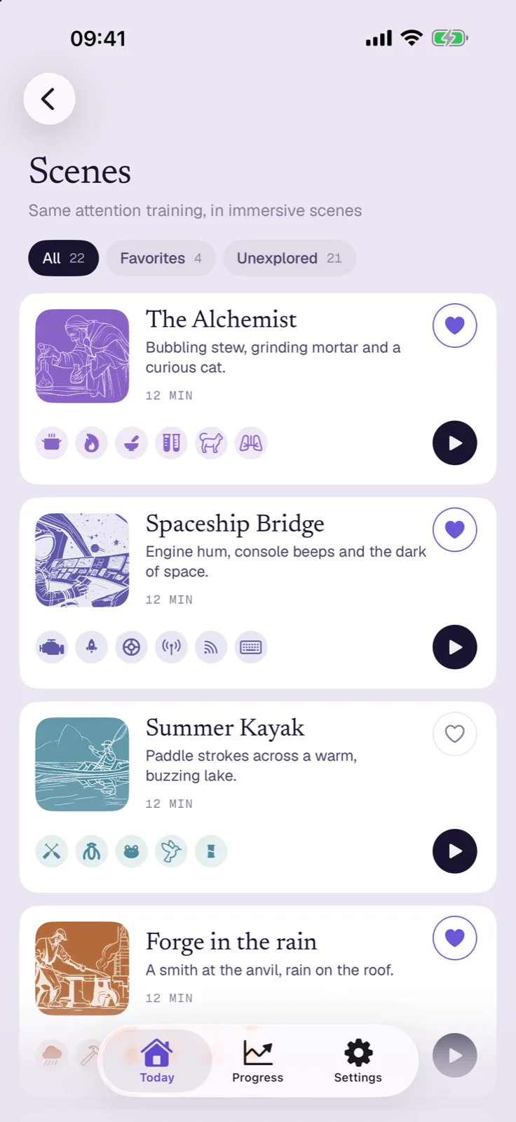 Heed scene library with hand-crafted soundscapes